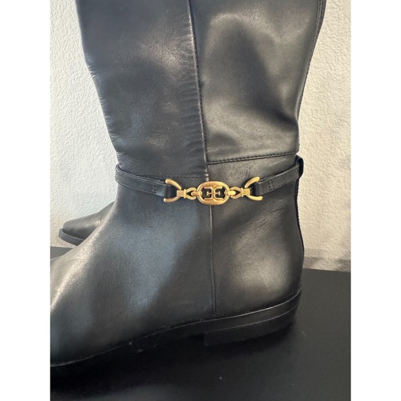 Sam Edelman Clive Womens US 8.5 Riding Boot Black Leather Square Toe Side Zip - Picture 3 of 11